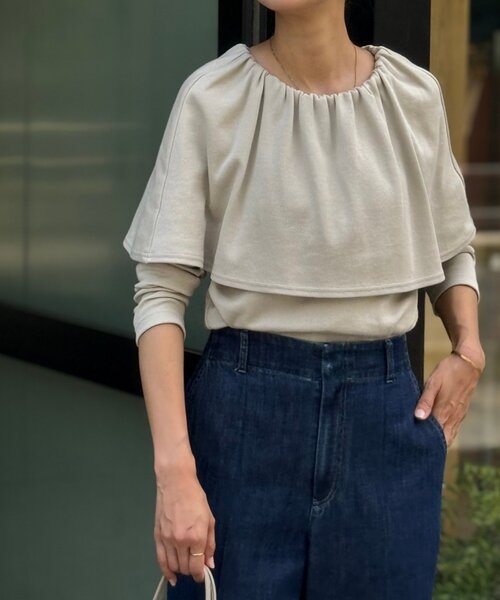BEARDSLEY（ビアズリー）の「ケープカットプルオーバー（Tシャツ/カットソー・レディース・ブラック/ベージュ・FREE）」の22枚目の写真