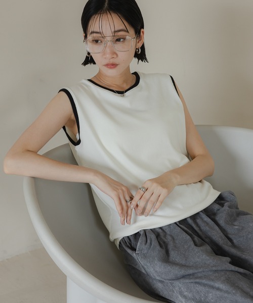 LOWRYS FARM（ローリーズファーム）の「ハイショクタンク　 574839（タンクトップ・レディース・アイボリー/ブラック/チャコールグレー/ベージュ・FREE）」の2枚目の写真