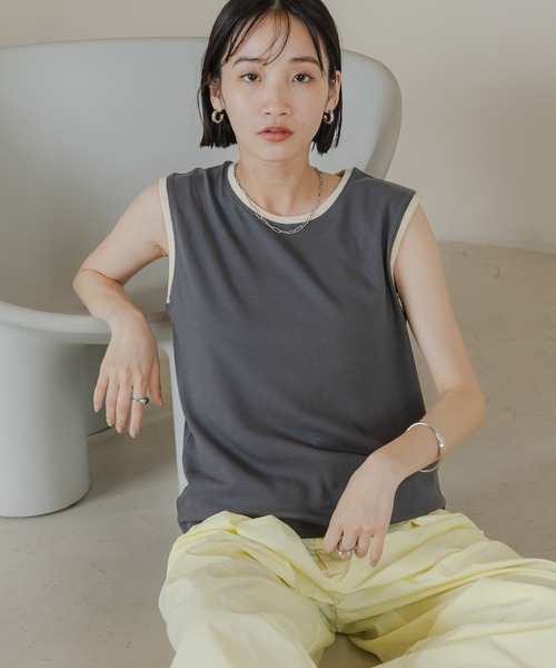 LOWRYS FARM（ローリーズファーム）の「ハイショクタンク　 574839（タンクトップ・レディース・アイボリー/ブラック/チャコールグレー/ベージュ・FREE）」の6枚目の写真