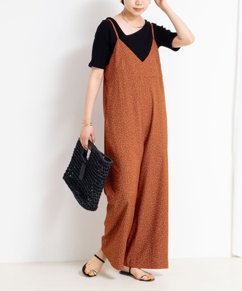 Rie Miller(リエミラー)の「ウォッシャブルシーチングプリントオールインワン(つなぎ/オールインワン・レディース・ベージュ系その他/ブラック系その他/オレンジ系その他・38)」の1枚目の写真