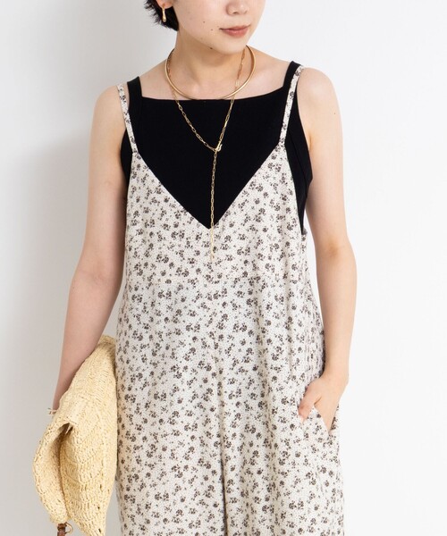 Rie Miller(リエミラー)の「ウォッシャブルシーチングプリントオールインワン(つなぎ/オールインワン・レディース・ベージュ系その他/ブラック系その他/オレンジ系その他・38)」の4枚目の写真