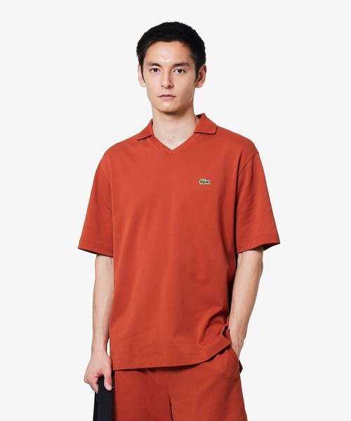 LACOSTE（ラコステ）の「L.12.12鹿の子 アレンジ スキッパーネックポロシャツ（ポロシャツ・メンズ・レッド系その他/ブラック/オフホワイト/チャコールグレー/ダークアッシュ/ブラウン系その他・2/3/4/5）」の6枚目の写真