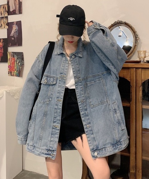 MASHIRO（マシロ）の「【MASHIRO】ビッグシルエットデニムジャケット（デニムジャケット・レディース・ブラック/ブルー・FREE）」の2枚目の写真