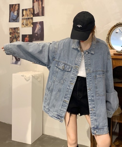MASHIRO（マシロ）の「【MASHIRO】ビッグシルエットデニムジャケット（デニムジャケット・レディース・ブラック/ブルー・FREE）」の10枚目の写真