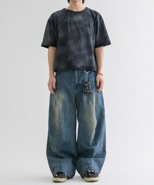 EPNK（イーピーエヌケー）の「【EPNK】Asymmetry henry neck tee / アシンメトリーヘンリーネックtee（Tシャツ/カットソー・メンズ・ブラウン/ブラック・SMALL/MEDIUM/LARGE）」の15枚目の写真