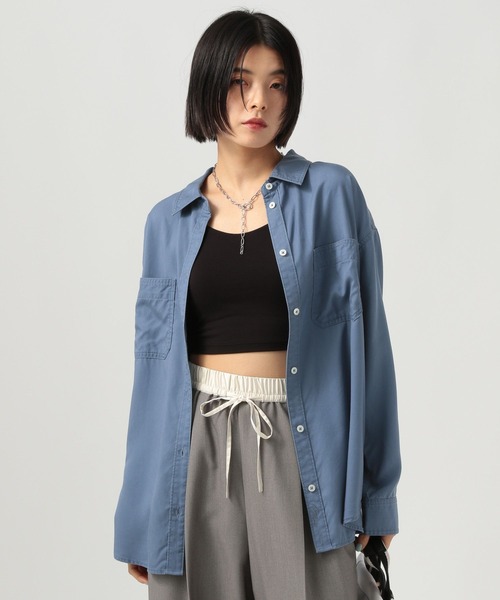 BAYFLOW（ベイフロー）の「2WAYスタンダートシャツ（シャツ/ブラウス・レディース・ブルー/チャコール/イエロー/ブラウン・FREE）」の4枚目の写真