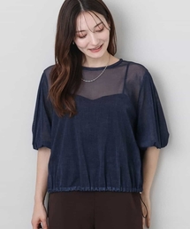 MK MICHEL KLEIN | デニム調シアーブラウス/洗える(シャツ/ブラウス)
