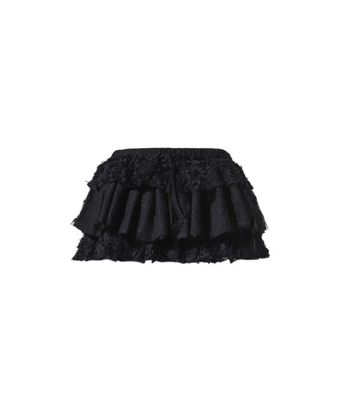 スカート GIRLFRIEND LACE RUFFLE MINI SKIRT GIRLFRIEND LACE RUFFLE MINI SKIRT (EXCLUSIVE)（スカート