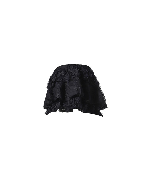スカート GLOWNY GIRLFRIEND LACE RUFFLE MINI SKIRT GLOWNY GIRLFRIEND LACE RUFFLE MINI SKIRT (WHITE) - スカート
