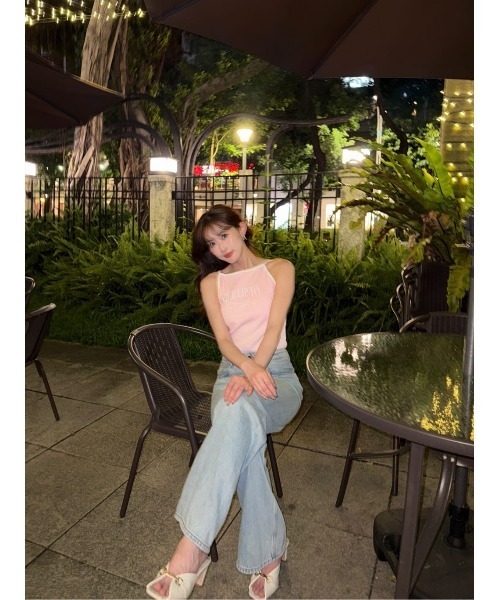 新品未使用！Her lip to Logo Top ピンク キャミソール Her lip to Logo Top