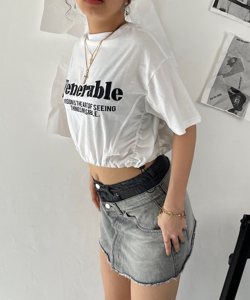 ROGER AND RAW(ロジャーアンドロウ)の「裾ドロスト刺繍ショートTシャツ(Tシャツ/カットソー・レディース・ホワイト/ブラック/グレー・FREE)」の17枚目の写真