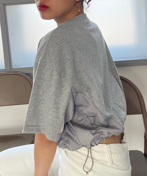 ROGER AND RAW(ロジャーアンドロウ)の「裾ドロスト刺繍ショートTシャツ(Tシャツ/カットソー・レディース・ホワイト/ブラック/グレー・FREE)」の9枚目の写真