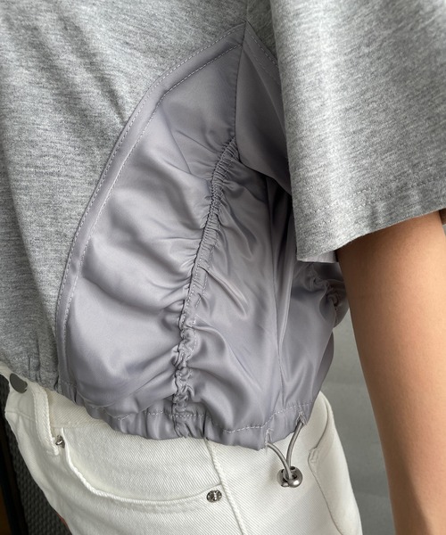 ROGER AND RAW(ロジャーアンドロウ)の「裾ドロスト刺繍ショートTシャツ(Tシャツ/カットソー・レディース・ホワイト/ブラック/グレー・FREE)」の10枚目の写真