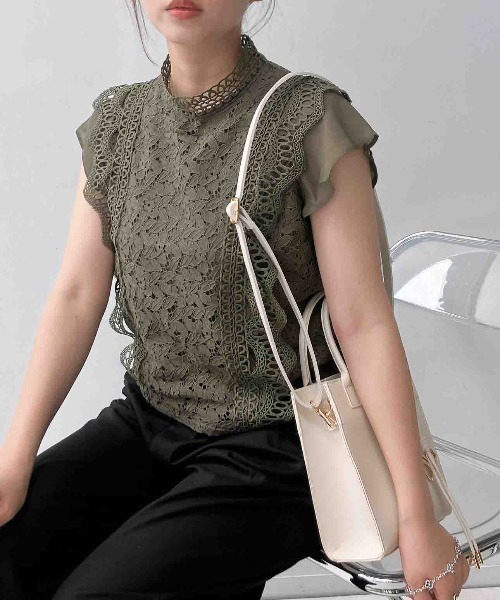 AS KNOW AS plus(アズノゥアズプラス)の「●接触冷感 フレンチスリーブ レースブラウス(シャツ/ブラウス・レディース・ブラック/ミント/オフホワイト/カーキ/チャコールグレー・FREE)」の18枚目の写真