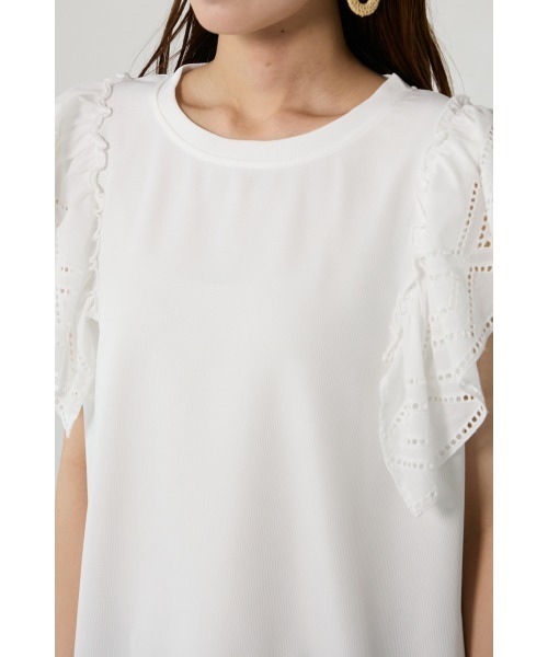 M.deux(エムドゥ)の「◆フリルレーススリーブカットソー◆(Tシャツ/カットソー・レディース・オフホワイト/ブラック・MEDIUM)」の8枚目の写真