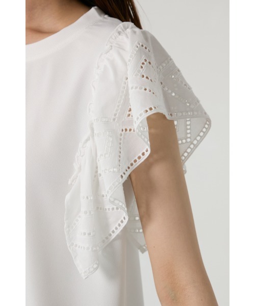 M.deux(エムドゥ)の「◆フリルレーススリーブカットソー◆(Tシャツ/カットソー・レディース・オフホワイト/ブラック・MEDIUM)」の9枚目の写真