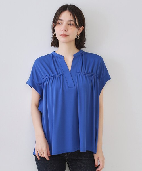 OPAQUE.CLIP(オペークドットクリップ)の「スキッパーフレアカットソー【接触冷感/洗濯機洗い可】(Tシャツ/カットソー・レディース・ブルー系その他/ブラウン系その他/ブラック/ホワイト・00)」の21枚目の写真