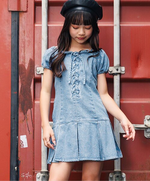 algy(アルジー)の「グランジワンピ(ワンピース・キッズ・インディゴブルー/ピンク・XX-SMALL/X-SMALL/MEDIUM/SMALL)」の1枚目の写真