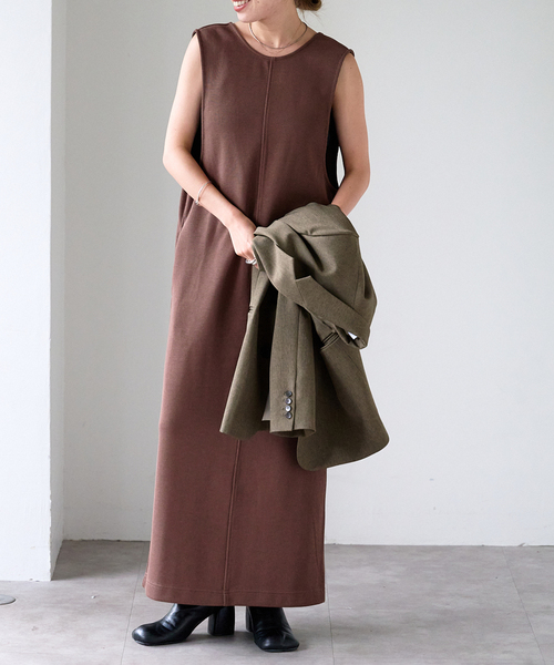 前後2WAY コットンWフェイスジャージージャンパースカート（ワンピース