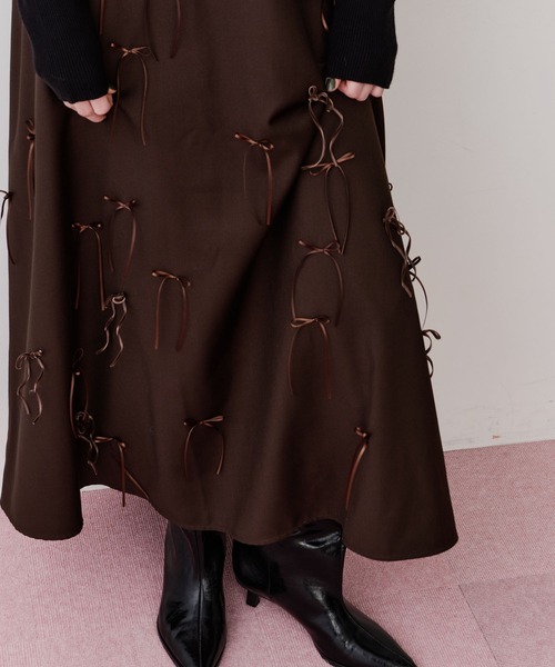 LA BELLE ETUDE（ラベルエチュード）の「many ribbon onepice（ワンピース・レディース・ブラウン/ブラック/アイボリー・0/1）」の4枚目の写真