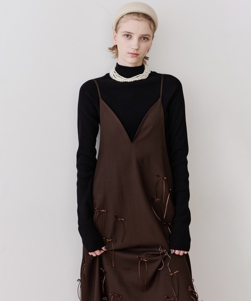 LA BELLE ETUDE（ラベルエチュード）の「many ribbon onepice（ワンピース・レディース・ブラウン/ブラック/アイボリー・0/1）」の5枚目の写真