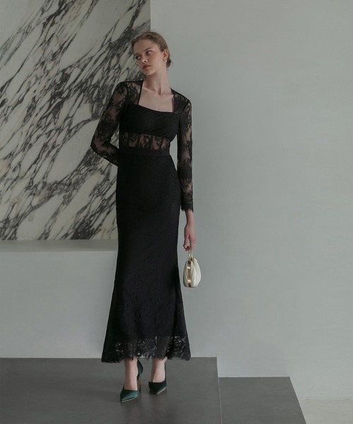 セール】【LEJA LUXE】レースチューブデザインマーメイドドレス