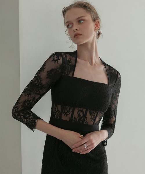 セール】【LEJA LUXE】レースチューブデザインマーメイドドレス