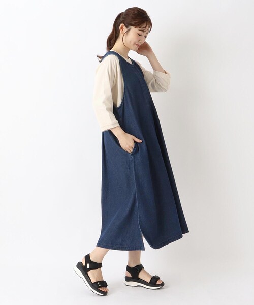 one'sterrace(ワンズテラス)の「デニム 前後タックエプロンワンピース(ワンピース・レディース・ネイビー系5/ブラック系8・02)」の15枚目の写真