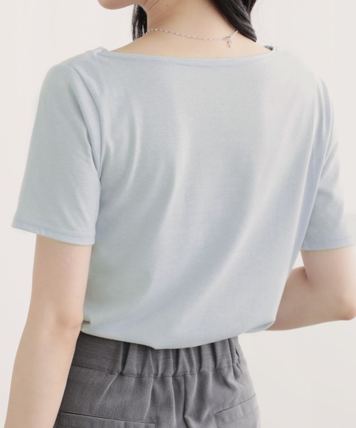 nouvellemoi（ヌーベルモイ）の「2wayショルダードレープTシャツ（Tシャツ/カットソー・レディース・ブラウン/ブラック/オフホワイト/ブルー・M）」の6枚目の写真