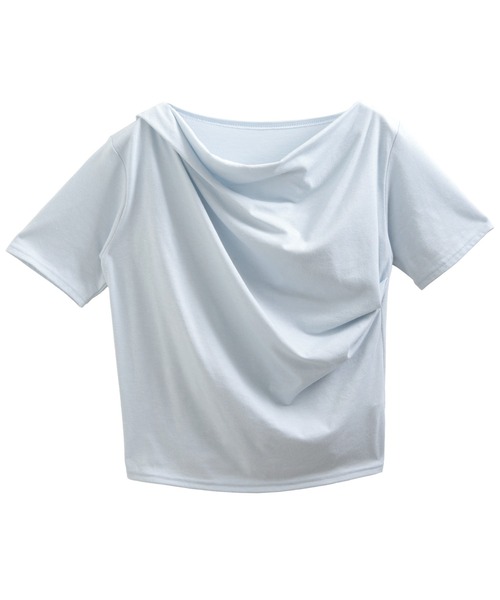 nouvellemoi（ヌーベルモイ）の「2wayショルダードレープTシャツ（Tシャツ/カットソー・レディース・ブラウン/ブラック/オフホワイト/ブルー・M）」の14枚目の写真