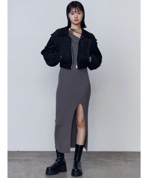 セール】チョーカーギャザーフィットニットワンピース