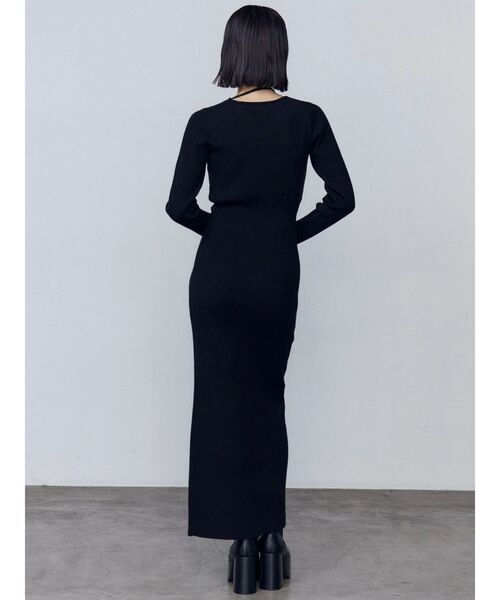 EMODA（エモダ）の「チョーカーギャザーフィットニットワンピース（ワンピース・レディース・グレー/ブラウン/ブラック・FREE）」の18枚目の写真