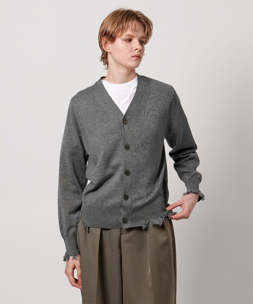 LOEFF ダメージ加工　ニット　カーディガン　グレー　リネン　S 0 ロエフ LOEFF ダメージ加工ニットカーディガングレーリネンS 0 ロエフ