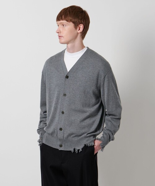 【極美品LOEFF】ダメージリネンカーディガン　ベージュ Cardigan｜TOPS｜ロエフ（LOEFF）｜MEN｜2024年春コレクション