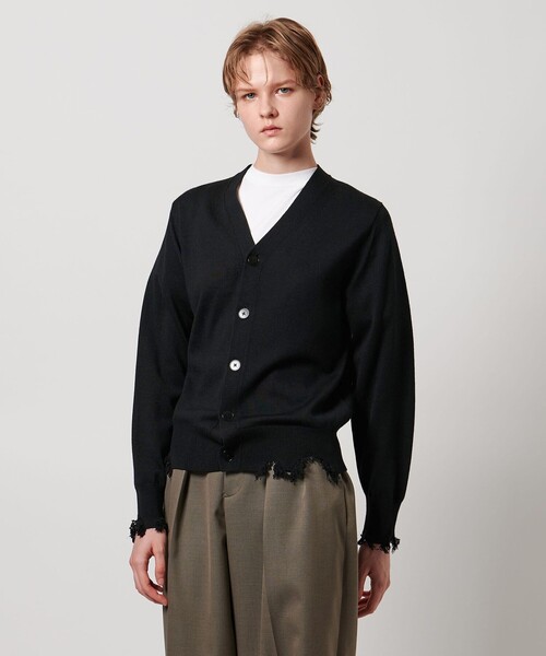 24AW完売入手不可LOEFFロエフダメージVネックカーディガンニットシャツ LOEFF＞ダメージ Vネック カーディガン UNISEX