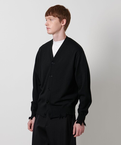 LOEFF（ロエフ）の「＜LOEFF＞ダメージ Vネック カーディガン UNISEX（カーディガン/ボレロ・レディース・グレー系/ブラック・1/2/0）」の14枚目の写真