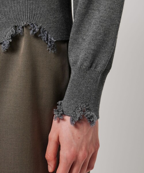 LOEFF（ロエフ）の「＜LOEFF＞ダメージ Vネック カーディガン UNISEX（カーディガン/ボレロ・レディース・グレー系/ブラック・1/2/0）」の22枚目の写真