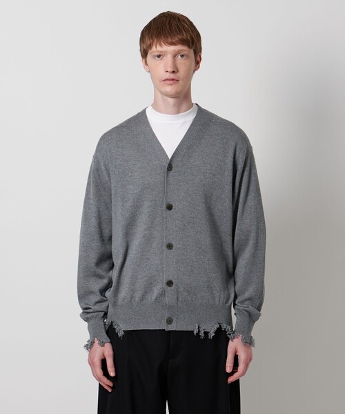 【最終値下げ】ダメージVネックカーディガン　ユニセックス LOEFF＞ダメージ Vネック カーディガン UNISEX（カーディガン/ボレロ
