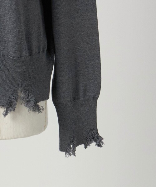 LOEFF ダメージ加工　ニット　カーディガン　グレー　リネン　S 0 ロエフ LOEFF ダメージ加工ニットカーディガングレーリネンS 0 ロエフ