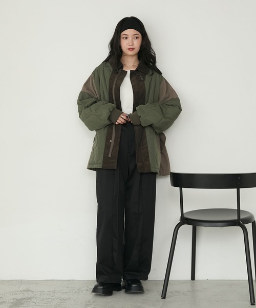 forksy.】異素材切り替えキルティングショートコート forksy.│MONO