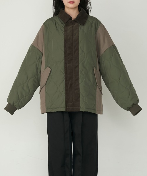 ♡ フリル衿異素材切替ジャケット セール】今年注目のトレンドアイテム!アシンメトリー異素材切替