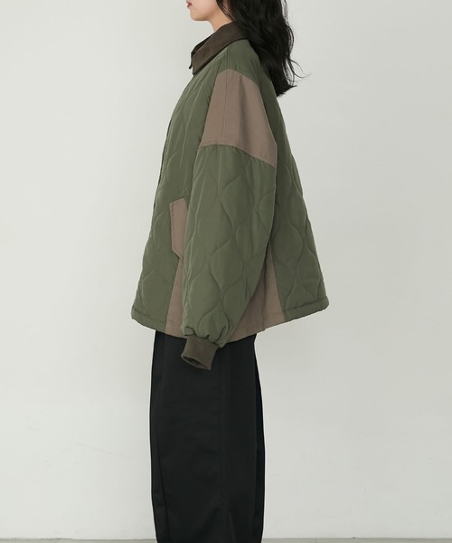 forksy.】異素材切り替えキルティングショートコート forksy