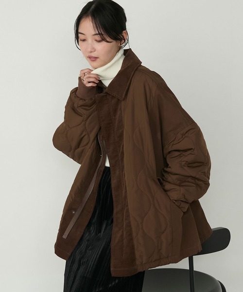 ミリタリージャケット デニム 切り替え キルティング 4way 異素材　ダウン ニパル社 異素材コンビのダウンジャケット | ライトアップオンラインストア