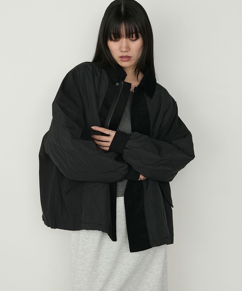 ミリタリージャケット デニム 切り替え キルティング 4way 異素材　ダウン forksy.（フォルクシー）の「【forksy.】異素材切り替えキルティング