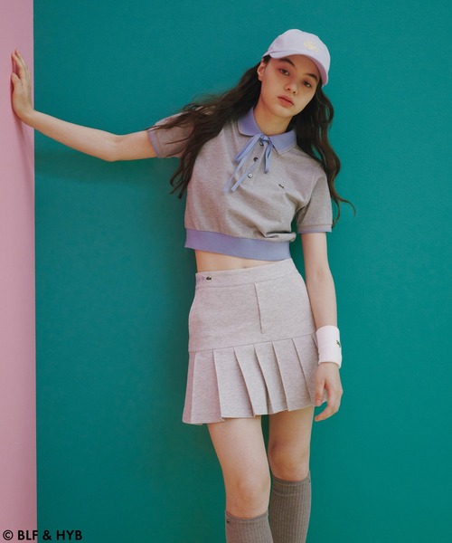ウエストロゴ刺繍プリーツミニスカート（スカート）｜LACOSTE