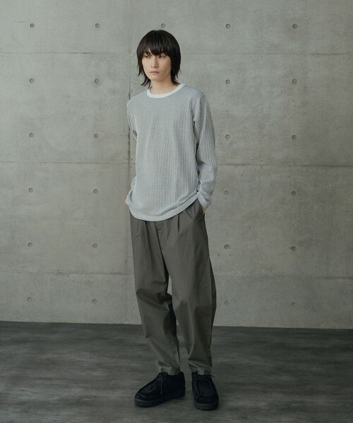 RATTLE TRAP(ラトルトラップ)の「ニットライクストライプカットロンT(Tシャツ/カットソー・メンズ・ホワイト/ブラック・M/LL/S/L)」の3枚目の写真