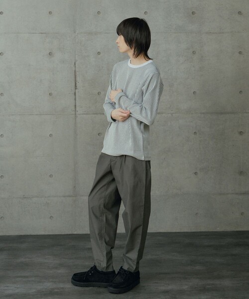 RATTLE TRAP(ラトルトラップ)の「ニットライクストライプカットロンT(Tシャツ/カットソー・メンズ・ホワイト/ブラック・M/LL/S/L)」の4枚目の写真
