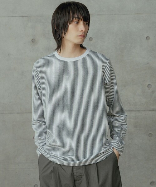 RATTLE TRAP(ラトルトラップ)の「ニットライクストライプカットロンT(Tシャツ/カットソー・メンズ・ホワイト/ブラック・M/LL/S/L)」の6枚目の写真