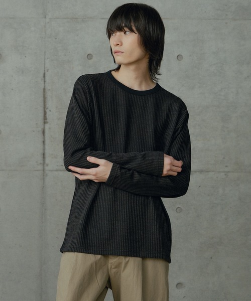 RATTLE TRAP(ラトルトラップ)の「ニットライクストライプカットロンT(Tシャツ/カットソー・メンズ・ホワイト/ブラック・M/LL/S/L)」の2枚目の写真