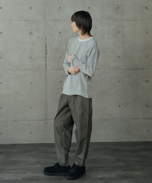 RATTLE TRAP(ラトルトラップ)の「ニットライクストライプカットロンT(Tシャツ/カットソー・メンズ・ホワイト/ブラック・M/LL/S/L)」の22枚目の写真